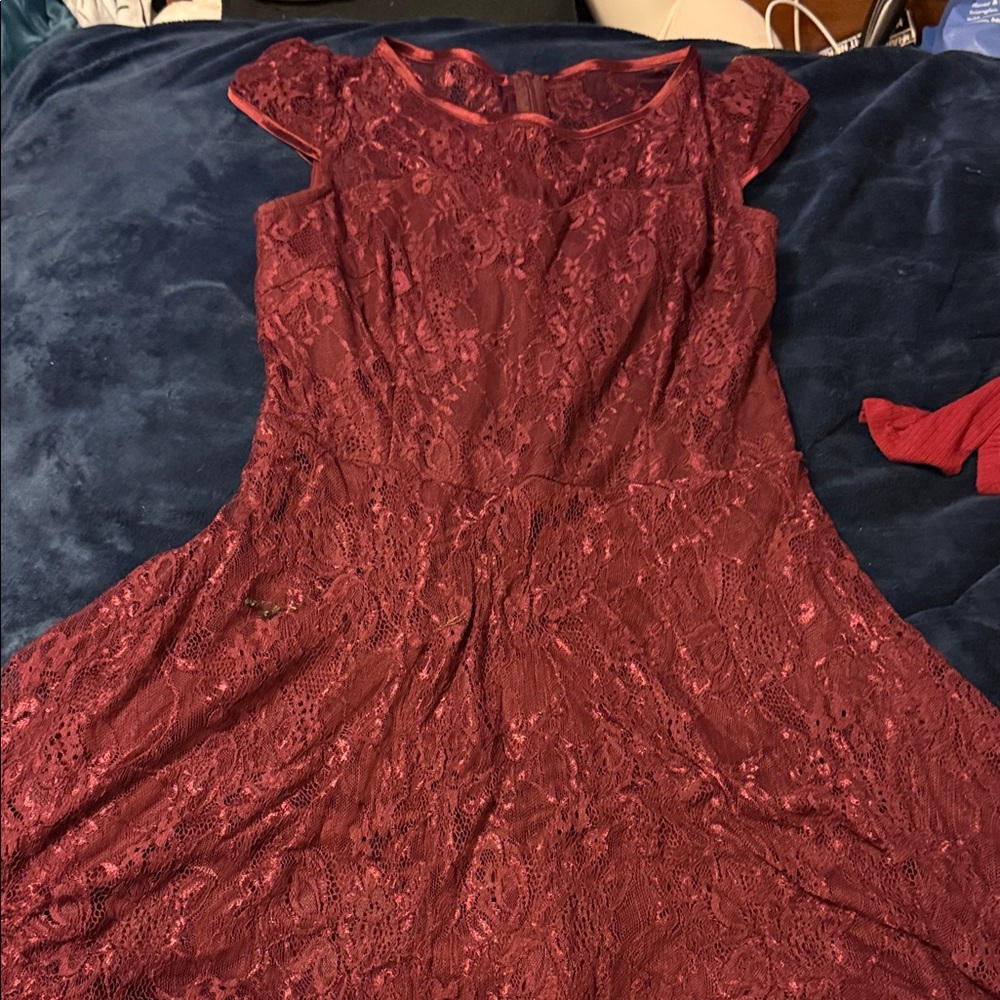 Elegant Lace Red Dress
